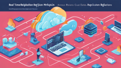 Real-Time Data Replication Across Cloud Regions - UAE Dubai multi-cloud sync diagram with tools and latency metrics (98 chars)