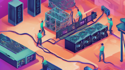 How to Setup GPU Mining Rig on Dedicated Server - RTX 4090 GPUs mounted on risers with server PSUs connected for high-hashrate crypto mining (98 characters)