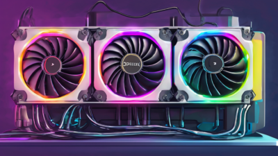 Power Cooling Setup for DeepSeek GPU Rig - Multi-GPU rack with fans, radiators, and PSU for stable AI inference (98 chars)